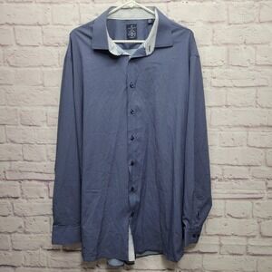 Construct Button Down Shirt Mens 18.5-36-37 XL Blue Slim Stretch Business Casual